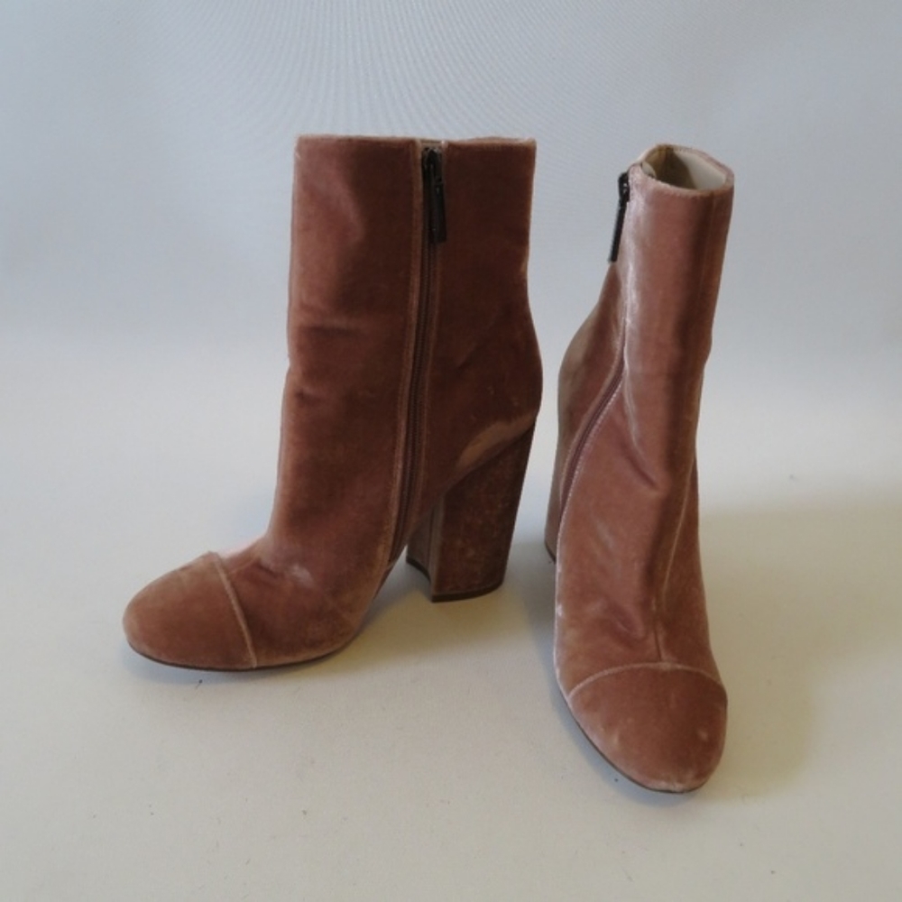 Kendall & Kylie Velvet Ankle Boots in Blush